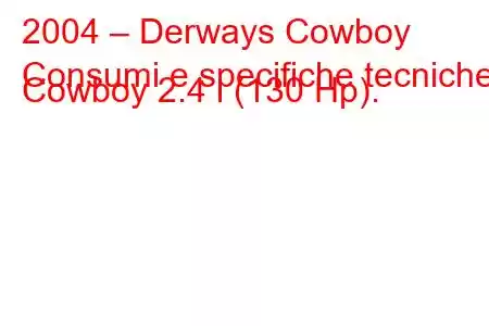 2004 – Derways Cowboy
Consumi e specifiche tecniche Cowboy 2.4 i (130 Hp).