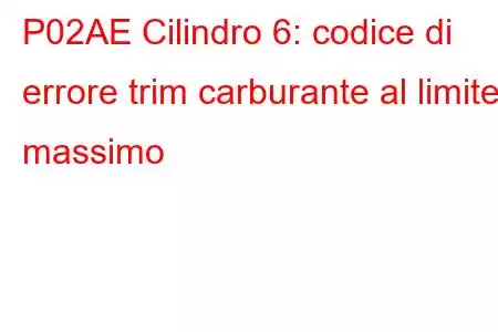 P02AE Cilindro 6: codice di errore trim carburante al limite massimo