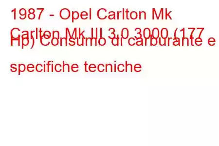 1987 - Opel Carlton Mk
Carlton Mk III 3.0 3000 (177 Hp) Consumo di carburante e specifiche tecniche