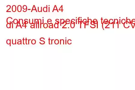 2009-Audi A4
Consumi e specifiche tecniche di A4 allroad 2.0 TFSI (211 CV) quattro S tronic