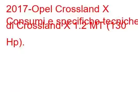 2017-Opel Crossland X
Consumi e specifiche tecniche di Crossland X 1.2 MT (130 Hp).