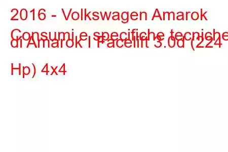 2016 - Volkswagen Amarok
Consumi e specifiche tecniche di Amarok I Facelift 3.0d (224 Hp) 4x4