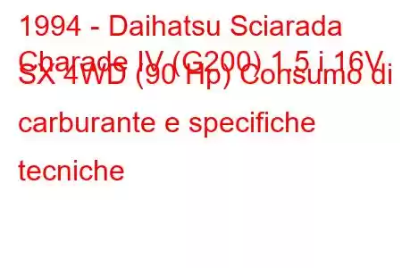 1994 - Daihatsu Sciarada
Charade IV (G200) 1.5 i 16V SX 4WD (90 Hp) Consumo di carburante e specifiche tecniche