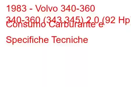 1983 - Volvo 340-360
340-360 (343.345) 2.0 (92 Hp) Consumo Carburante e Specifiche Tecniche