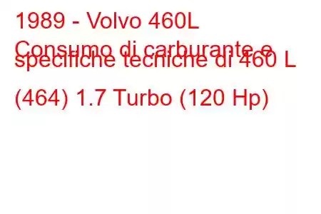 1989 - Volvo 460L
Consumo di carburante e specifiche tecniche di 460 L (464) 1.7 Turbo (120 Hp)