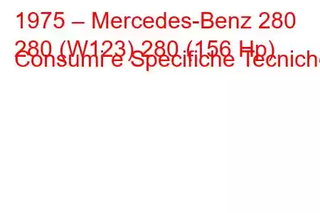 1975 – Mercedes-Benz 280
280 (W123) 280 (156 Hp) Consumi e Specifiche Tecniche