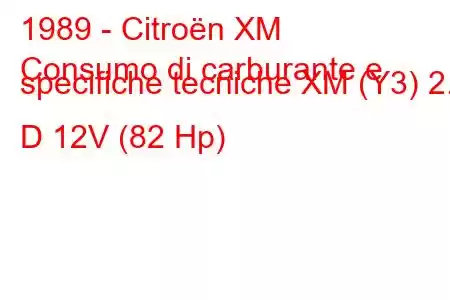 1989 - Citroën XM
Consumo di carburante e specifiche tecniche XM (Y3) 2.1 D 12V (82 Hp)