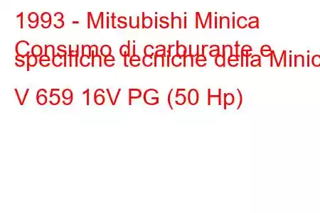 1993 - Mitsubishi Minica
Consumo di carburante e specifiche tecniche della Minica V 659 16V PG (50 Hp)