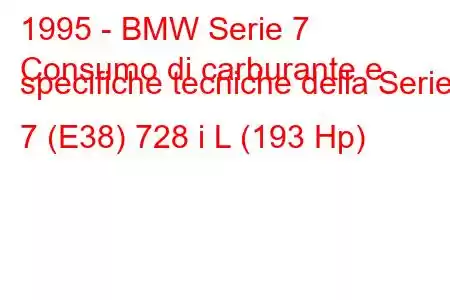 1995 - BMW Serie 7
Consumo di carburante e specifiche tecniche della Serie 7 (E38) 728 i L (193 Hp)