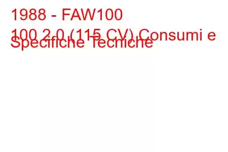 1988 - FAW100
100 2.0 (115 CV) Consumi e Specifiche Tecniche