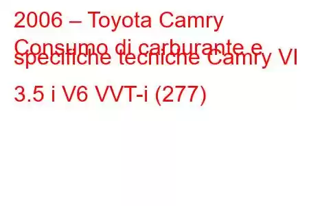 2006 – Toyota Camry
Consumo di carburante e specifiche tecniche Camry VI 3.5 i V6 VVT-i (277)