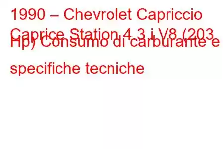 1990 – Chevrolet Capriccio
Caprice Station 4.3 i V8 (203 Hp) Consumo di carburante e specifiche tecniche