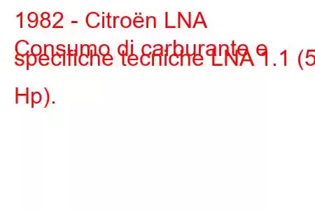 1982 - Citroën LNA
Consumo di carburante e specifiche tecniche LNA 1.1 (50 Hp).