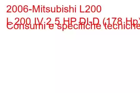 2006-Mitsubishi L200
L 200 IV 2.5 HP DI-D (178 Hp) Consumi e specifiche tecniche