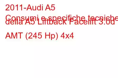 2011-Audi A5
Consumi e specifiche tecniche della A5 Liftback Facelift 3.0d AMT (245 Hp) 4x4