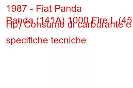 1987 - Fiat Panda
Panda (141A) 1000 Fire L (45 Hp) Consumo di carburante e specifiche tecniche