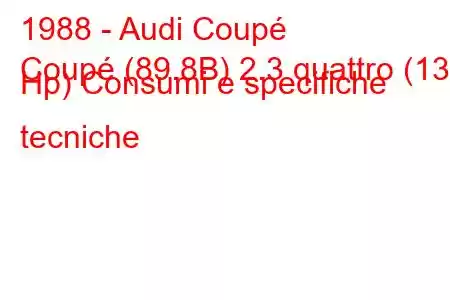 1988 - Audi Coupé
Coupé (89.8B) 2.3 quattro (136 Hp) Consumi e specifiche tecniche