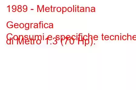 1989 - Metropolitana Geografica
Consumi e specifiche tecniche di Metro 1.3 (70 Hp).