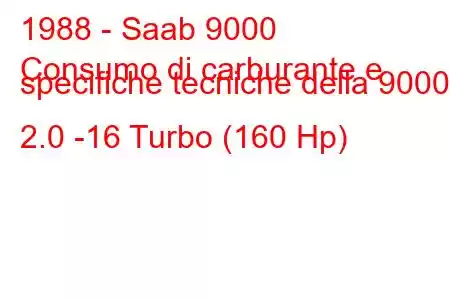 1988 - Saab 9000
Consumo di carburante e specifiche tecniche della 9000 2.0 -16 Turbo (160 Hp)