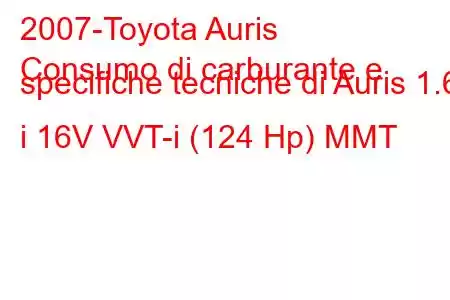 2007-Toyota Auris
Consumo di carburante e specifiche tecniche di Auris 1.6 i 16V VVT-i (124 Hp) MMT