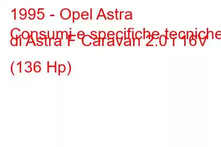 1995 - Opel Astra
Consumi e specifiche tecniche di Astra F Caravan 2.0 i 16V (136 Hp)