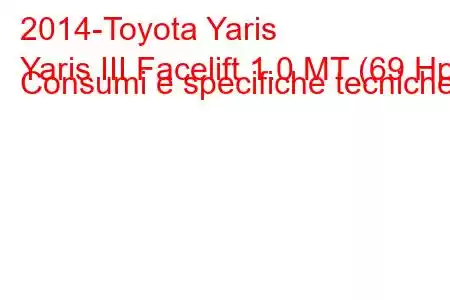 2014-Toyota Yaris
Yaris III Facelift 1.0 MT (69 Hp) Consumi e specifiche tecniche