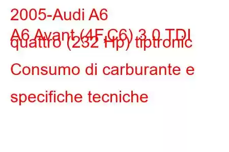 2005-Audi A6
A6 Avant (4F,C6) 3.0 TDI quattro (232 Hp) tiptronic Consumo di carburante e specifiche tecniche