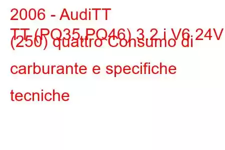 2006 - AudiTT
TT (PQ35,PQ46) 3.2 i V6 24V (250) quattro Consumo di carburante e specifiche tecniche