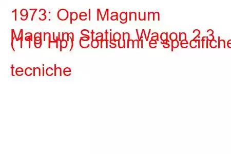 1973: Opel Magnum
Magnum Station Wagon 2.3 (110 Hp) Consumi e specifiche tecniche