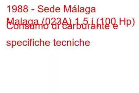 1988 - Sede Málaga
Malaga (023A) 1.5 i (100 Hp) Consumo di carburante e specifiche tecniche