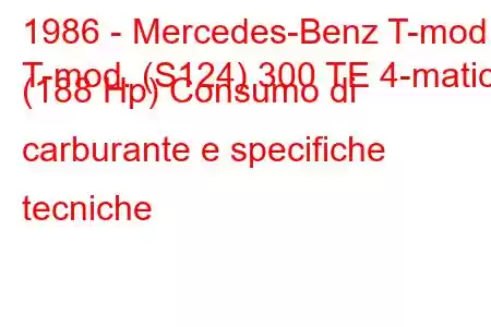 1986 - Mercedes-Benz T-mod.
T-mod. (S124) 300 TE 4-matic (188 Hp) Consumo di carburante e specifiche tecniche