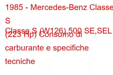 1985 - Mercedes-Benz Classe S
Classe S (W126) 500 SE,SEL (223 Hp) Consumo di carburante e specifiche tecniche