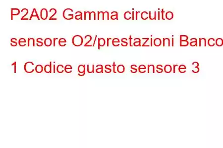 P2A02 Gamma circuito sensore O2/prestazioni Banco 1 Codice guasto sensore 3