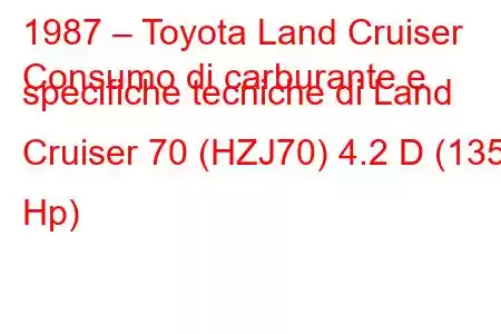 1987 – Toyota Land Cruiser
Consumo di carburante e specifiche tecniche di Land Cruiser 70 (HZJ70) 4.2 D (135 Hp)