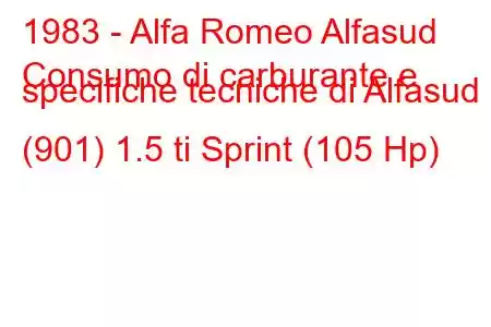 1983 - Alfa Romeo Alfasud
Consumo di carburante e specifiche tecniche di Alfasud (901) 1.5 ti Sprint (105 Hp)