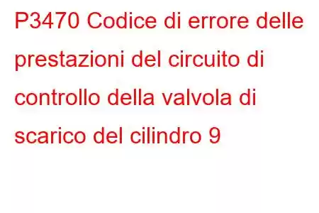 P3470 Codice di errore delle prestazioni del circuito di controllo della valvola di scarico del cilindro 9