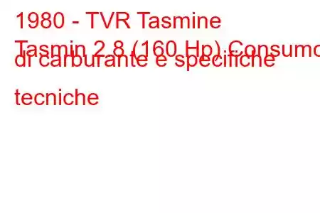 1980 - TVR Tasmine
Tasmin 2.8 (160 Hp) Consumo di carburante e specifiche tecniche