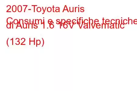 2007-Toyota Auris
Consumi e specifiche tecniche di Auris 1.6 16V Valvematic (132 Hp)