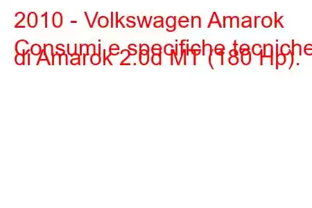 2010 - Volkswagen Amarok
Consumi e specifiche tecniche di Amarok 2.0d MT (180 Hp).