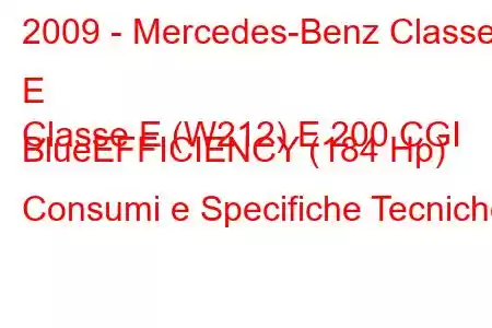 2009 - Mercedes-Benz Classe E
Classe E (W212) E 200 CGI BlueEFFICIENCY (184 Hp) Consumi e Specifiche Tecniche