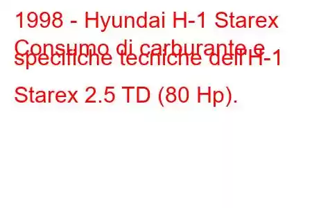 1998 - Hyundai H-1 Starex
Consumo di carburante e specifiche tecniche dell'H-1 Starex 2.5 TD (80 Hp).