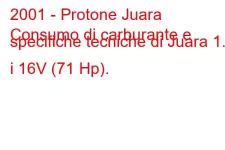 2001 - Protone Juara
Consumo di carburante e specifiche tecniche di Juara 1.1 i 16V (71 Hp).