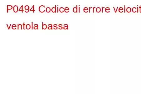 P0494 Codice di errore velocità ventola bassa