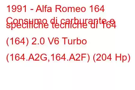 1991 - Alfa Romeo 164
Consumo di carburante e specifiche tecniche di 164 (164) 2.0 V6 Turbo (164.A2G,164.A2F) (204 Hp)