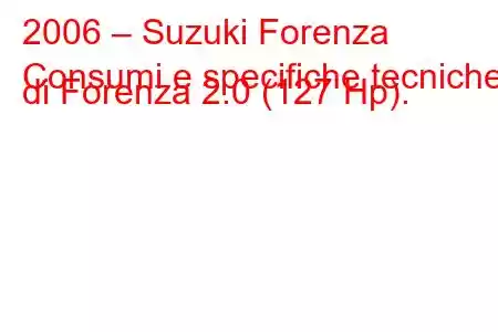 2006 – Suzuki Forenza
Consumi e specifiche tecniche di Forenza 2.0 (127 Hp).