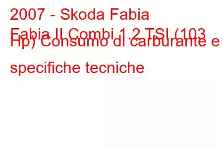 2007 - Skoda Fabia
Fabia II Combi 1.2 TSI (103 Hp) Consumo di carburante e specifiche tecniche