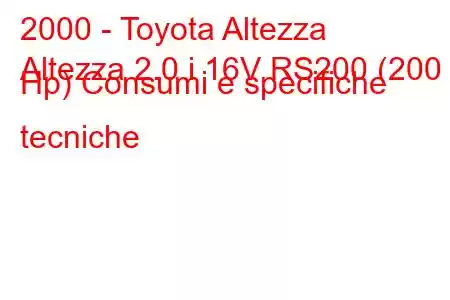 2000 - Toyota Altezza
Altezza 2.0 i 16V RS200 (200 Hp) Consumi e specifiche tecniche