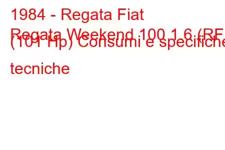 1984 - Regata Fiat
Regata Weekend 100 1.6 (RF) (101 Hp) Consumi e specifiche tecniche