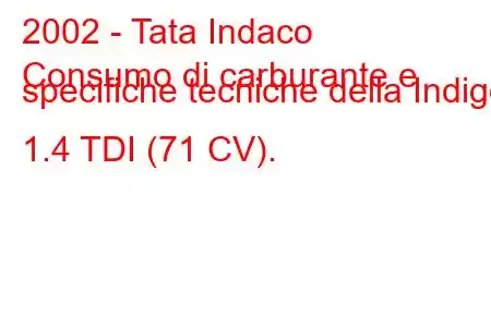 2002 - Tata Indaco
Consumo di carburante e specifiche tecniche della Indigo 1.4 TDI (71 CV).