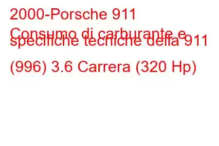 2000-Porsche 911
Consumo di carburante e specifiche tecniche della 911 (996) 3.6 Carrera (320 Hp)